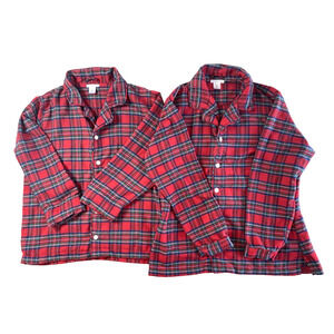 Pottery Barn Kids Adult size Medium flannel red black Lot of 2 pajama tops READ